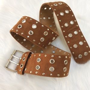 Wide Brown Faux Suede Belt